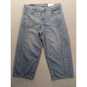 American Eagle Outfitters Dreamy Drape Barrel Jeans Womens 14 Short Light Wash